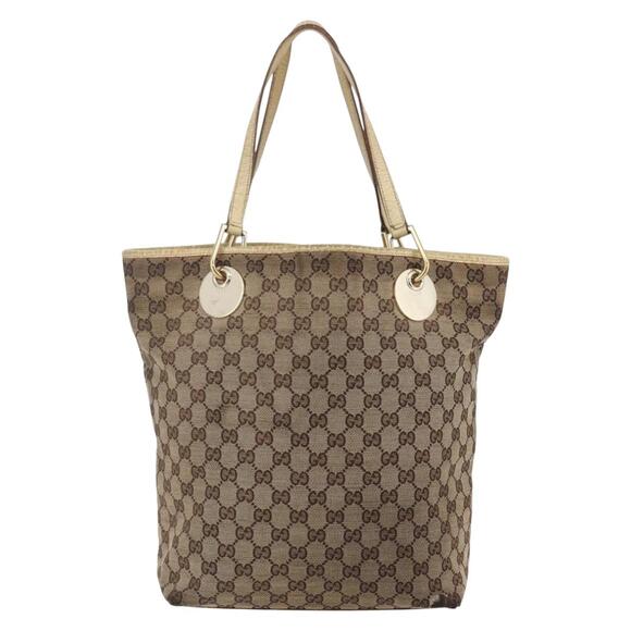GUCCI GG Canvas Tote Bag Beige Gold - Picture 2 of 12
